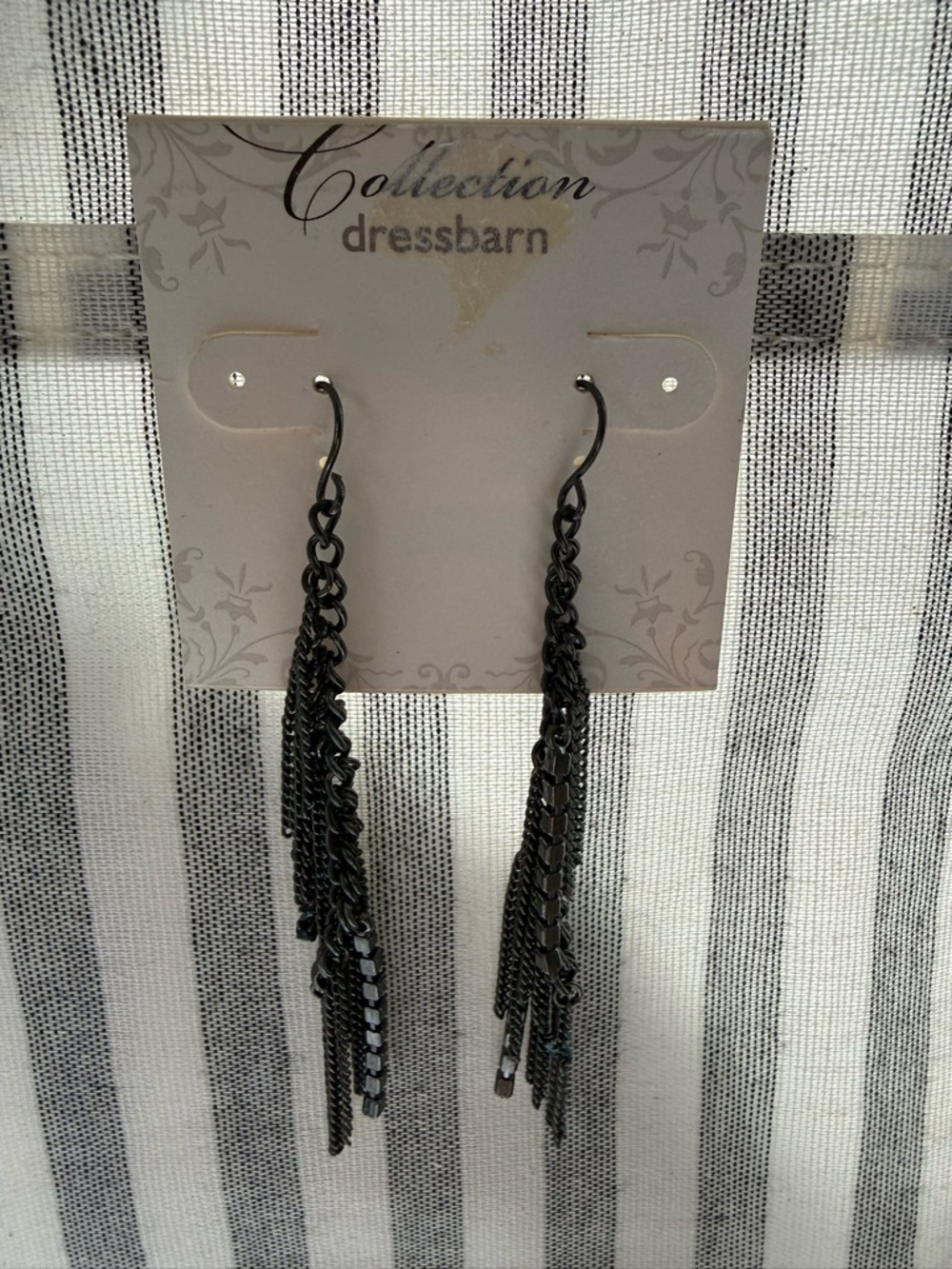 dressbarn Black Multi-Chain Dangle Earrings